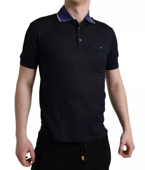 Dolce & Gabbana Navy Blue Collared Short Sleeve Polo T-shirt