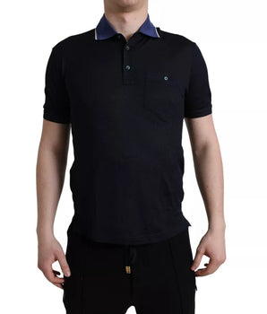 Dolce & Gabbana Navy Blue Collared Short Sleeve Polo T-shirt