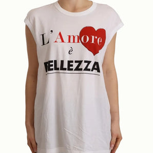 Dolce & Gabbana White L'AMORE Cotton Sleeveless Tank Top T-shirt