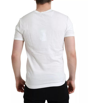 Dolce &amp; Gabbana White Logo Embossed Crew Neck Short Sleeves T-shirt