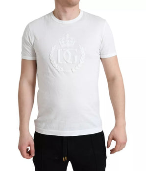 Dolce &amp; Gabbana White Logo Embossed Crew Neck Short Sleeves T-shirt