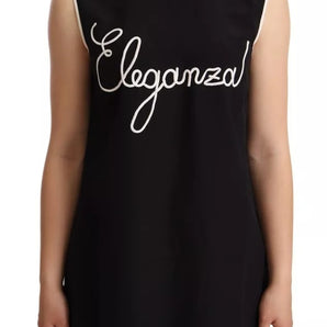 Dolce & Gabbana Black Silk Eleganza Print Sleeveless Tank Top