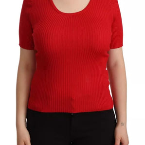 Dolce & Gabbana Red Silk T-shirt Short Sleeve Top Blouse