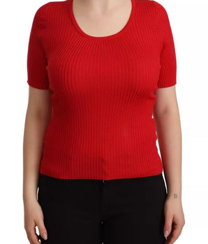 Dolce &amp; Gabbana Camiseta De Seda Roja Blusa Top De Manga Corta