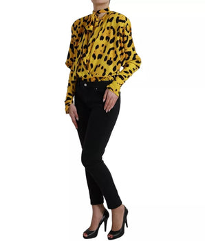 Dolce &amp; Gabbana Blusa de manga larga con estampado de leopardo amarillo