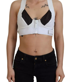 Dolce & Gabbana White Viscose Sleeveless Cropped Bustier Top