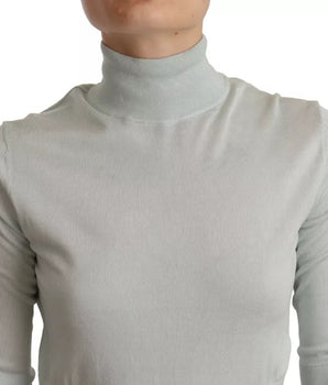 Dolce &amp; Gabbana Top de seda con cuello alto y mangas 3/4 en verde menta