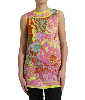 Dolce &amp; Gabbana Camiseta sin mangas de seda floral multicolor