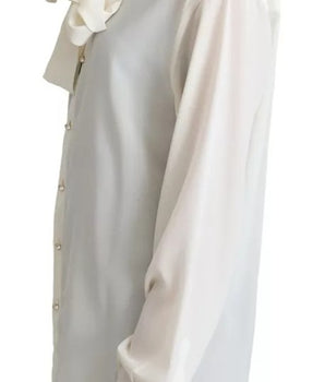 Dolce &amp; Gabbana Blusa blanca Camisa con cuello Ascot Top de seda
