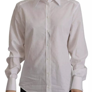 Dolce & Gabbana White Cotton Collared Formal Dress Shirt Top