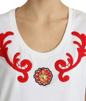 Dolce &amp; Gabbana Camiseta sin mangas sin mangas con aplique de corazón de algodón blanco