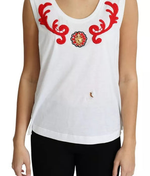 Dolce &amp; Gabbana Camiseta sin mangas sin mangas con aplique de corazón de algodón blanco