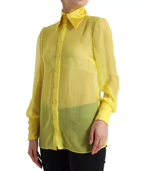 Dolce &amp; Gabbana Blusa amarilla de manga larga con botones