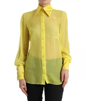 Dolce &amp; Gabbana Blusa amarilla de manga larga con botones