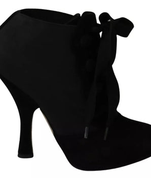 Dolce & Gabbana Black Suede Stretch Ankle Boots Booties Shoes