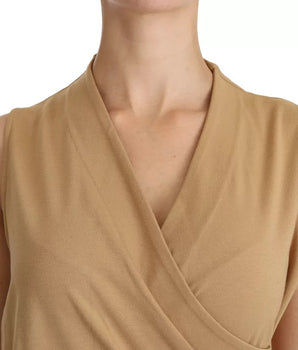 Vestido recto de viscosa hasta la rodilla con cuello en V en marrón de Ralph Lauren