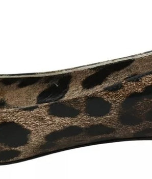 Dolce & Gabbana Brown Leopard Ballerina Flats Leather Shoes