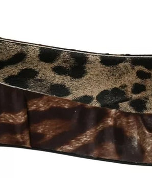 Dolce & Gabbana Brown Leopard Silk Ballerina Flats Shoes