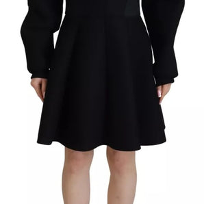 Dolce & Gabbana Black Long Sleeves A-line Mini Cotton Dress