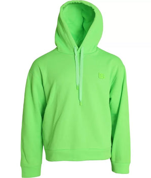 Dolce & Gabbana Neon Green Logo Pullover Hooded Sweatshirt Sweater
