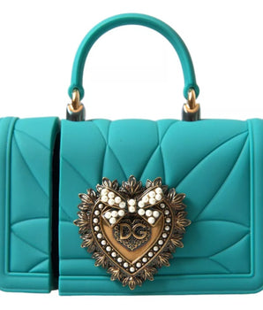 Dolce & Gabbana Turquoise Silicone Devotion Heart Cover Hand Bag Airpods Case