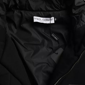 Dolce & Gabbana Black Cotton Hooded Logo Bomber Men Jacket