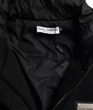 Dolce & Gabbana Black Cotton Hooded Logo Bomber Men Jacket