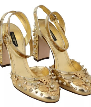 Dolce &amp; Gabbana Sandalias con tira trasera Vally con tachuelas doradas Zapatos