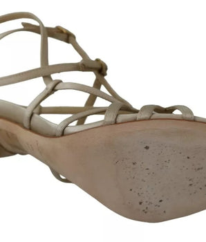 Dolce & Gabbana Gold Silk Ankle Strap Heels Sandals Shoes
