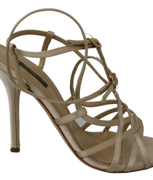 Dolce & Gabbana Gold Silk Ankle Strap Heels Sandals Shoes