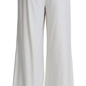 Dolce & Gabbana White Wide Leg Virgin Wool Pants