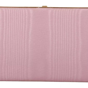 Dolce & Gabbana Pink Silk Gold Frame Clutch Evening Party Purse Bag