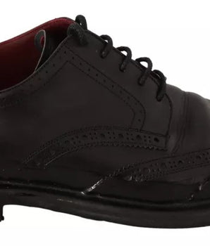 Dolce & Gabbana Black Leather Brogue Oxford Dress Shoes