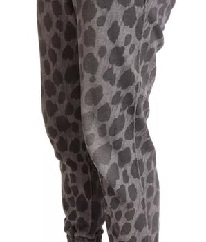 Dolce &amp; Gabbana Pantalones deportivos con estampado de leopardo gris Pantalones jogger