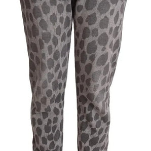 Dolce & Gabbana Gray Leopard Print Sweatpants Jogger Pants