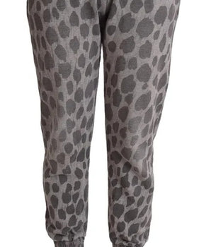 Dolce &amp; Gabbana Pantalones deportivos con estampado de leopardo gris Pantalones jogger