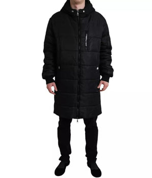 Dolce & Gabbana Black Nylon Hooded Parka Coat Winter Jacket