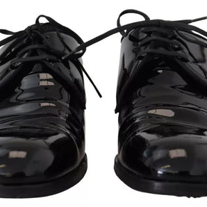 Dolce & Gabbana Black Patent Leather Derby Dress Shoes