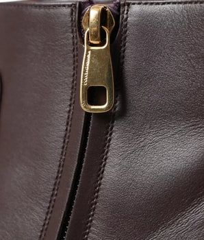 Dolce &amp; Gabbana Zapatos planos AMORE de cuero marrón con botines