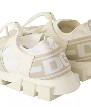 Dolce &amp; Gabbana White Fabric Suede Sorrento Lace Up Sneakers Shoes