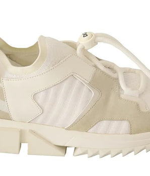Dolce &amp; Gabbana White Fabric Suede Sorrento Lace Up Sneakers Shoes