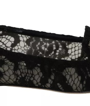 Dolce & Gabbana Black Floral Lace Loafers Flats Shoes
