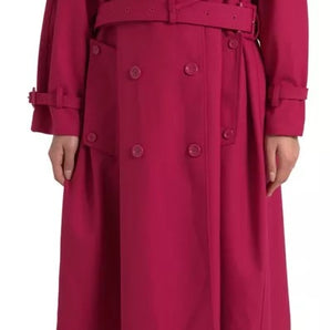 Dolce & Gabbana Dark Pink Double Breasted Trench Coat Jacket