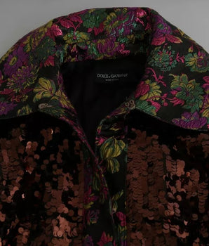Dolce &amp; Gabbana Abrigo largo con lentejuelas multicolor Chaqueta jaquard