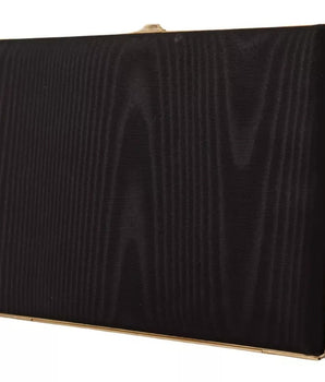 Dolce & Gabbana Black Silk Gold Frame Clutch Evening Party Purse Bag