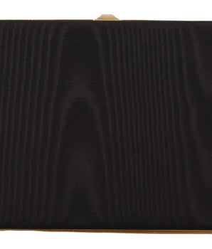 Dolce & Gabbana Black Silk Gold Frame Clutch Evening Party Purse Bag