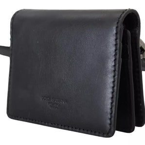 Dolce & Gabbana Black Leather Bifold Shoulder Sling Women Wallet