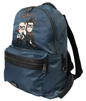 Dolce & Gabbana Blue Nylon #DGFamily Patch Men Backpack Bag