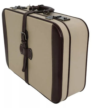 Dolce & Gabbana Brown Beige Leather Mens Travel Suitcase Luggage Bag