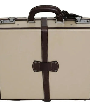 Dolce & Gabbana Brown Beige Leather Mens Travel Suitcase Luggage Bag